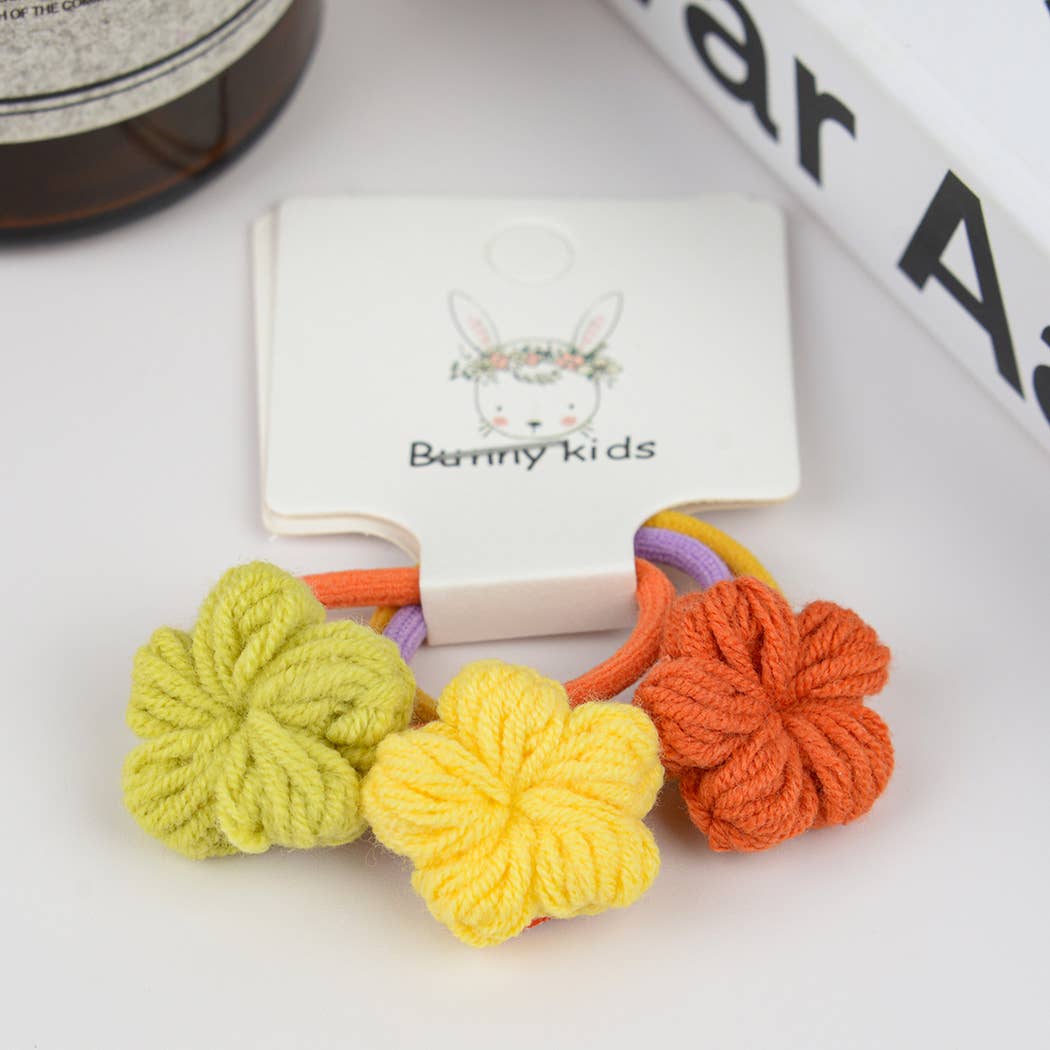 Handmade Crochet Flower Hair Ties-Set of 3
