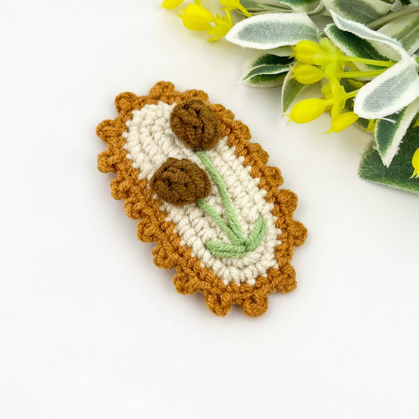 Handmade Crochet Flower Hair Clips, Soft Yarn Floral Barrett