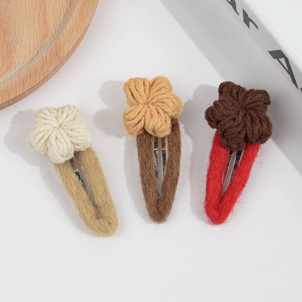 3Pcs Handmade Crochet Flower Hair Clips