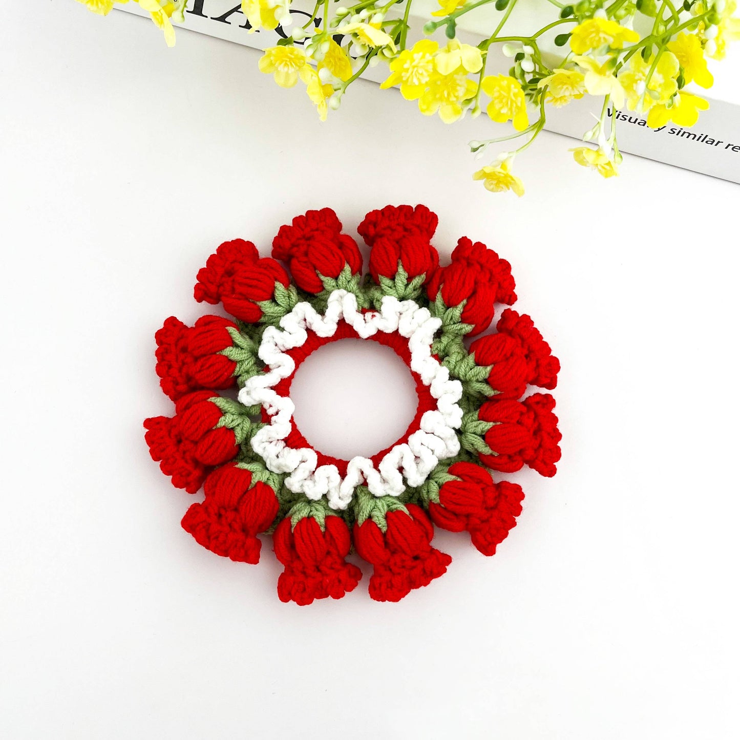 Handwoven Lily of the Valley Scrunchie, Flower Hair Tie