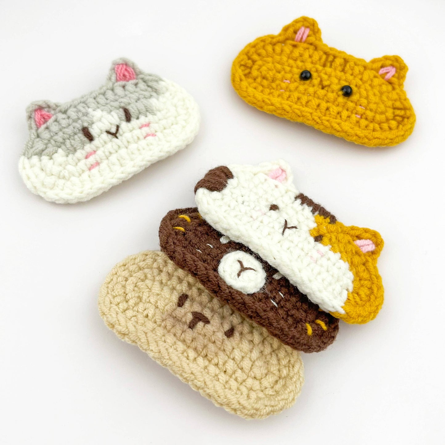 Handmade Crochet Cat Hair Clips, Cute Yarn Kitten Barrettes