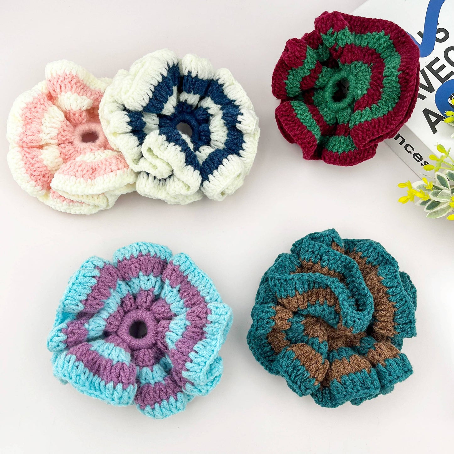 Hand Crocheted Double Layer Yarn Hair Scrunchie