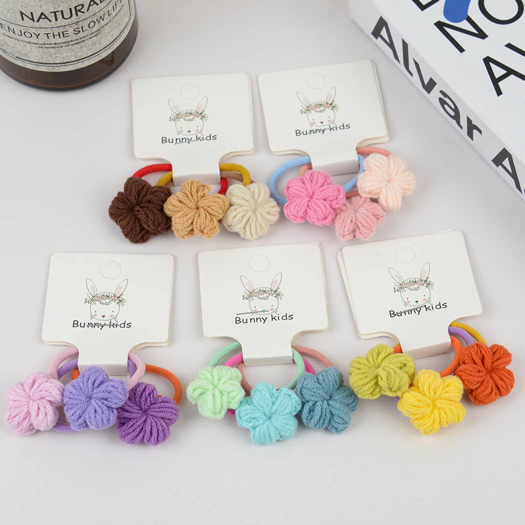 Handmade Crochet Flower Hair Ties-Set of 3