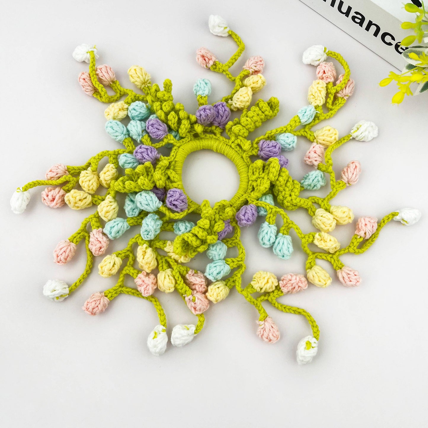 Hand Crocheted Wisteria Flower Hair Scrunchie