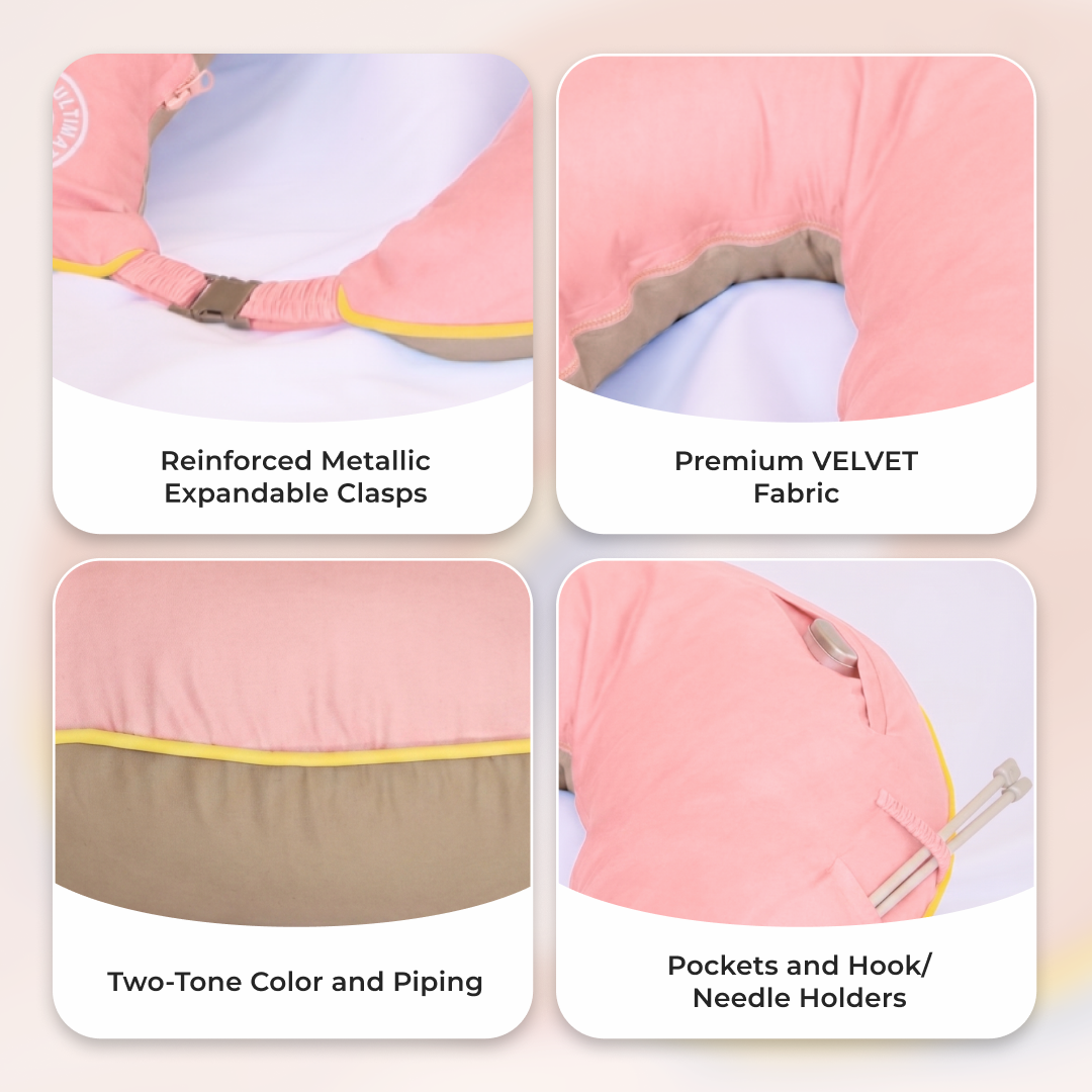 Crafteaze Velvet Peach/Khaki Maker's Pillow