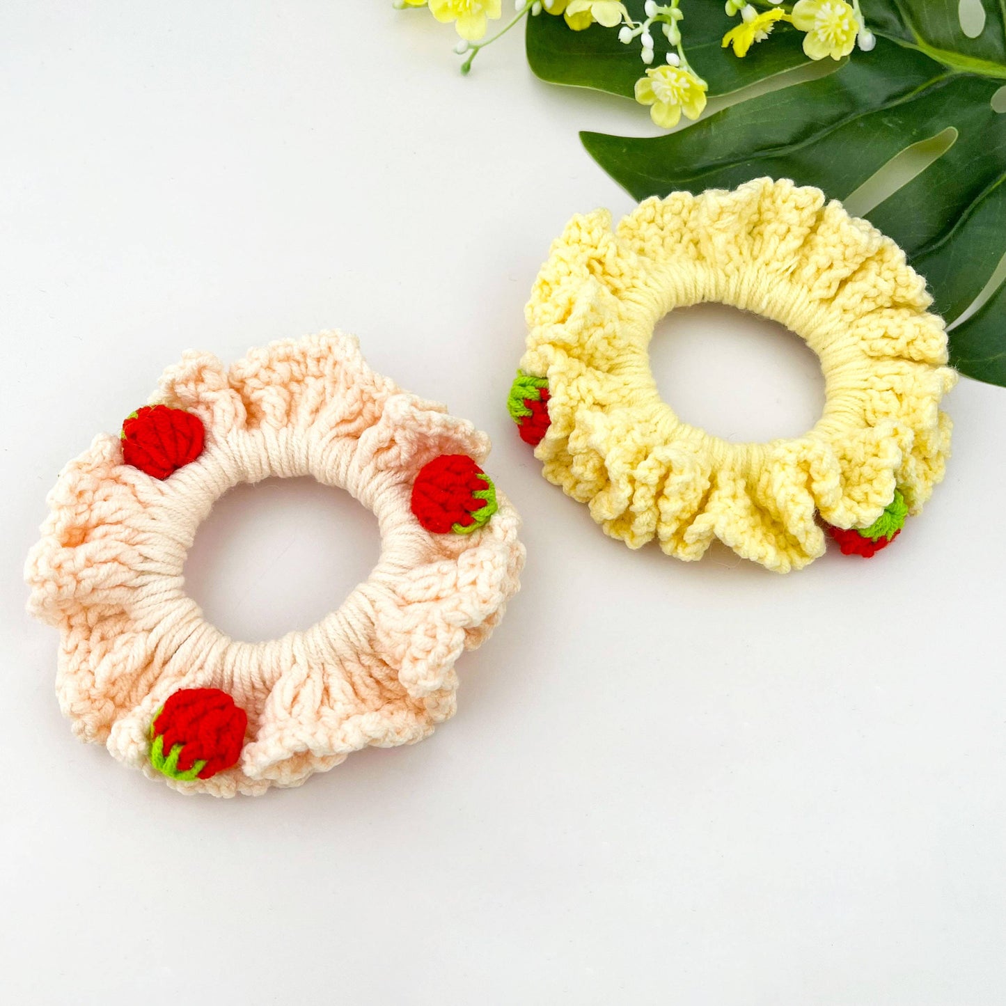 Hand Crocheted Strawberry Hair Scrunchie