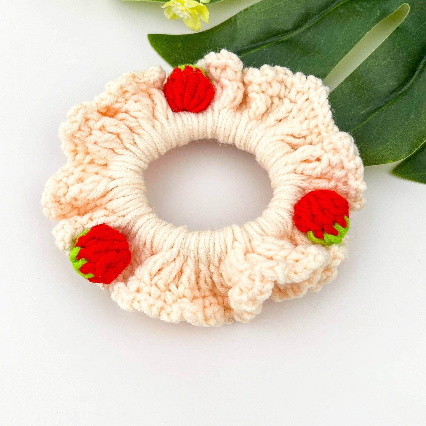Hand Crocheted Strawberry Hair Scrunchie