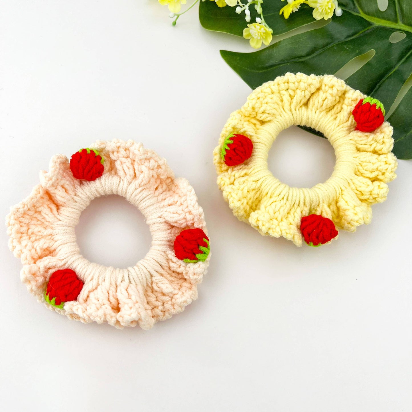 Hand Crocheted Strawberry Hair Scrunchie