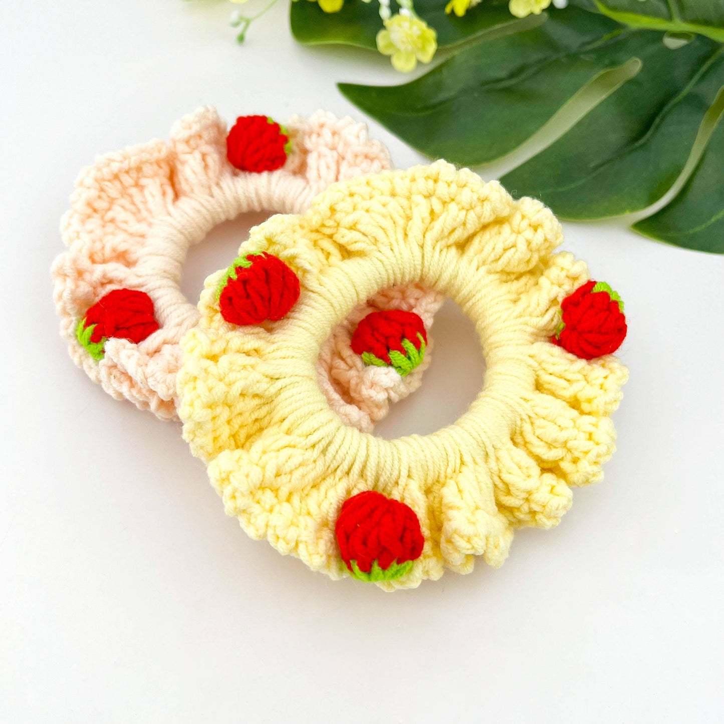 Hand Crocheted Strawberry Hair Scrunchie