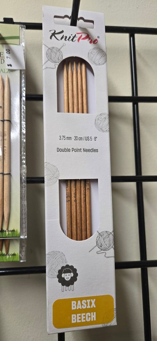 KnitPro Basix Beech 8" Double Pointed Knitting Needles