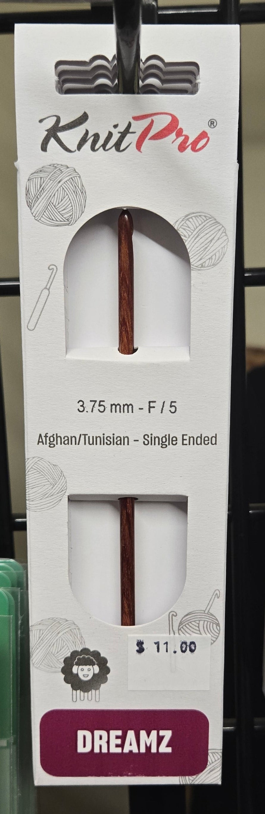 KnitPro Dreamz Wooden Single Ended Afghan/Tunisian Crochet Hooks